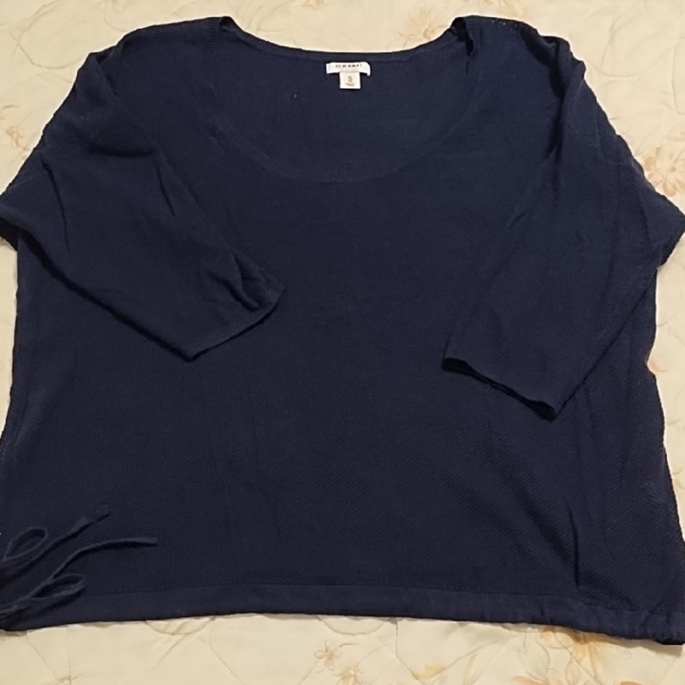 Old Navy Deep Blue 3/4 Sleeve Mesh Blouse